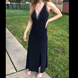 Blue rhinestone dress